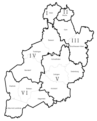 Kreiswahl 2021 - Einteilung der Wahlbereiche © Landkreis Diepholz