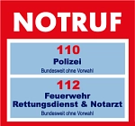 Notruf: 
Polizei 110
Feuerwehr, Rettungsdienst, Notarzt 112 © Landkreis Diepholz